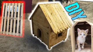 PET HOUSE DIY/HOW TO BUILD A CAT HOUSE FROM PALLET WOOD