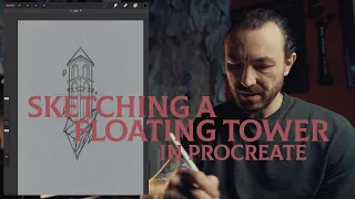 Drawing a gothic floating tower in procreate // Tutorial for tattoo design // digital illustration
