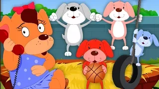 lima kecil anak anjing | lagu untuk anak anak | sajak di Indonesia | Five Little Puppies