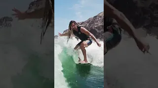 360 Shuv It wakesurfing both directions! #shorts #shortsvideo #skimboarding #wakesurfing #wakesurf