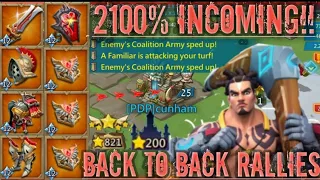 lords mobile: MYTHIC RALLY TRAP VS 2100% BACK TO BACK RALLIES!! RALLY PARTY BAITING K1!!!🔥 🔥