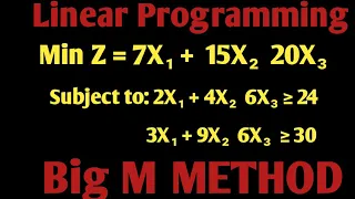 Linear Programming Big M method| Operation Research| | Linear Programming Model 2024