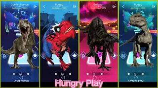 tyrannosaurus rex vs t-rex spiderman vs indoraptor vs indominus rex