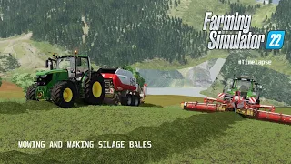 mowing and making silage bales/timelapse