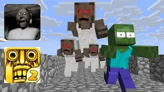 Monster School : GRANNY VS TEMPLE RUN CHALLENGE - Minecraft Animation