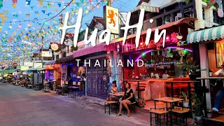 Night street of bars and entertainment. Hua Hin. Thailand