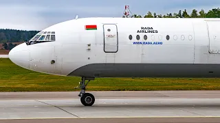 Вылет Ил-62МГр Rada Airlines Аэропорт Минск / Rada Airlines Il-62MF departure Minsk Airport EW-450TR