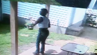 Woman caught stealing hanging flower baskets from backyard