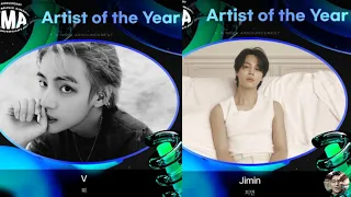 BTS V / Taehyung Jimin Won Global Artist of The Year at Hanteo Music Awards 2024