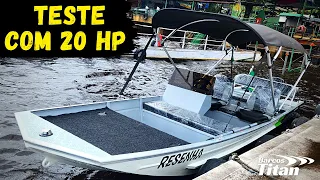 TESTE DO BARCO DE PESCA COM 20 HP 4 TEMPOS !!!