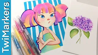 Arteza TwiMarkers and Watercolor Book- speed drawing/painting