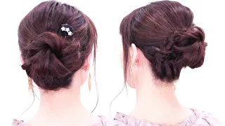 首元 三つ編み込み お団子ヘアアレンジ/サリー髪型/ Braid Hair