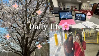 Daily life 🌸  Spring time | studying | reading | skincare unboxing *ੈ✩‧₊˚