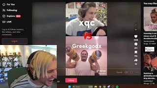 xQc dies laughing at "xQc vs Greekgodx"