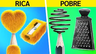 ESTUDIANTES RICOS vs. POBRES | ¡Trucos baratos vs. dispositivos caros! Ideas astutas de 123 GO! GOLD