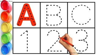 Alphabet, ABC song, ABCD,A to Z,Kids rhymes,collection for writing along dotted lines for toddler,09