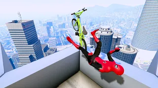 GTA 5 - Spiderman BMX Parkour Jumps Vol.48 (Euphoria Ragdolls)