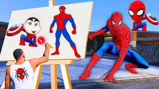 Franklin & Shinchan Joins Drawing Competion In GTA 5 & Draw Spider Man Using Magical Painting GTA 5