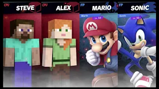 Super Smash Bros Ultimate Amiibo Fights – Steve & Co #344 Steve & Alex vs Mario & Sonic