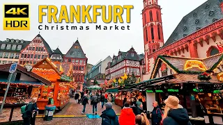 Germany, Frankfurt walking trip at Christmas market | 4K HDR