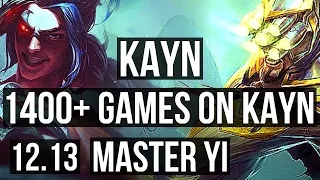 KAYN vs MASTER YI (JNG) | 2.3M mastery, 1400+ games, 10/3/9 | KR Master | 12.13