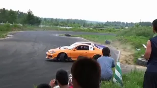 Crazy tandem Door to door Naoki Nakamura drifting at Tokachi