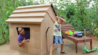 CONSTRUÍMOS UMA CASA DE PAPELÃO!!! Minha casinha feita com restos de caixas