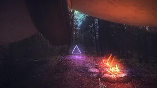 Rest In Your Tent By The Campfire Listening To Cozy Rain & Soothing Music [1 HOUR BRAIN RECHARGE]