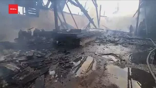 В Рыбинском районе загорелся склад зернохранилища