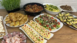 MENU FOR ANY HOLIDAY IN 3 HOURS. I cook 7 dishes salad, snacks, meat and  sweet roll