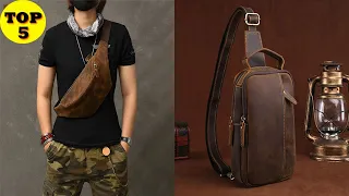 Top 5 New Men crazy horse cowhide chest bags to Buy Online in 2020 with Discount