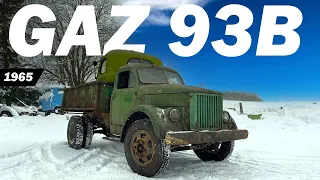 Old Soviet Dump Truck START & DRIVE in Winter - GAZ 93B (1965)