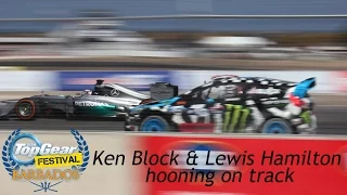 Ken Block & Lewis Hamilton hooning at Top Gear Festival Barbados