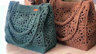 16 motifli çanta modeli #handmade #crochet #hasırçanta