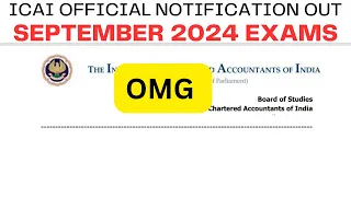 Breaking News | ICAI official Notification Out CA Exam September 2024/ November 2024 | Good news 🗞️