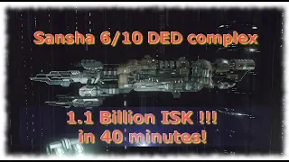 Eve DED 6/10 Loki Sansha War Supply Complex / 1.1b ISK in 40 minutes!