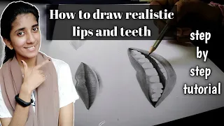 How to draw lips and teeth | step by step tutorial | lip drawing tutorial | easy method |