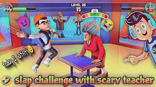 slap challenge 🤣 with scary teacher,dark riddle and more carecter | clash of scary squad gameplay
