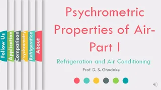 What are Psychrometric Properties of Air | Part I | Air Conditioning | ProfDSGhodake | L17 | LLAGT