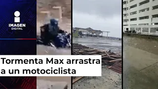Motociclista es arrastrado por la corriente en Acapulco tras paso de la tormenta Max