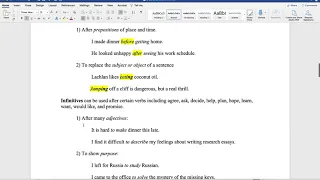 Gerunds & Infinitives Worksheet