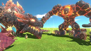 Lava War - Lava Dragon VS Lavaboy Team - Animal Revolt Battle Simulator