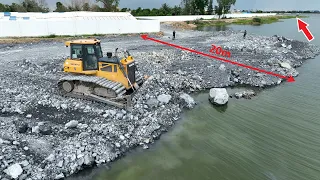 Part 21 , Wonderful Impressive Develop Road On Big Lake by Bulldozer with Truck Spreading Big Stone