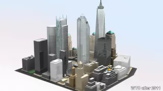 Old and new World Trade Center before 2001 and after 2011