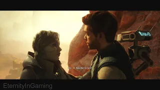 Star Wars Jedi Survivor Cal and Merrin vs Giant Drill & Merrin kisses Cal - Uncharted vibes