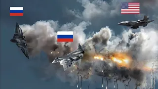 Putin Shocked! when America's Best F-35 Fighter Jet Ambushed three Russian SU-57 fighter jets