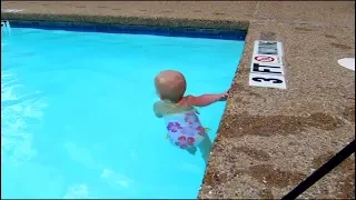 Baby Swims Across the Pool All Grown Up