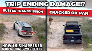 HONDA RIDGELINE / SUBARU OUTBACK:  Cracked Oil Pan / Busted Transmission!  Trail Damage and Repairs!
