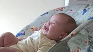 4-month-old baby Audrey chuckling and laughing hard