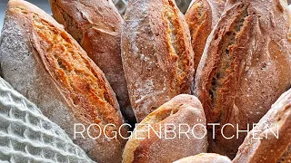 Roggenbrötchen selber machen ohne Kneten (Roggenteig, Roggenbrötchen Rezept,Brötchen selber machen)